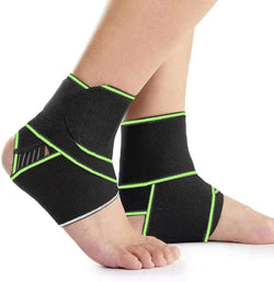 Ankle Support,Adjustable Ankle Brace Breathable Nylon Material Super Elastic and Comfortable,1 Size Fits all, Suitable for Sports (Green Set of 2)