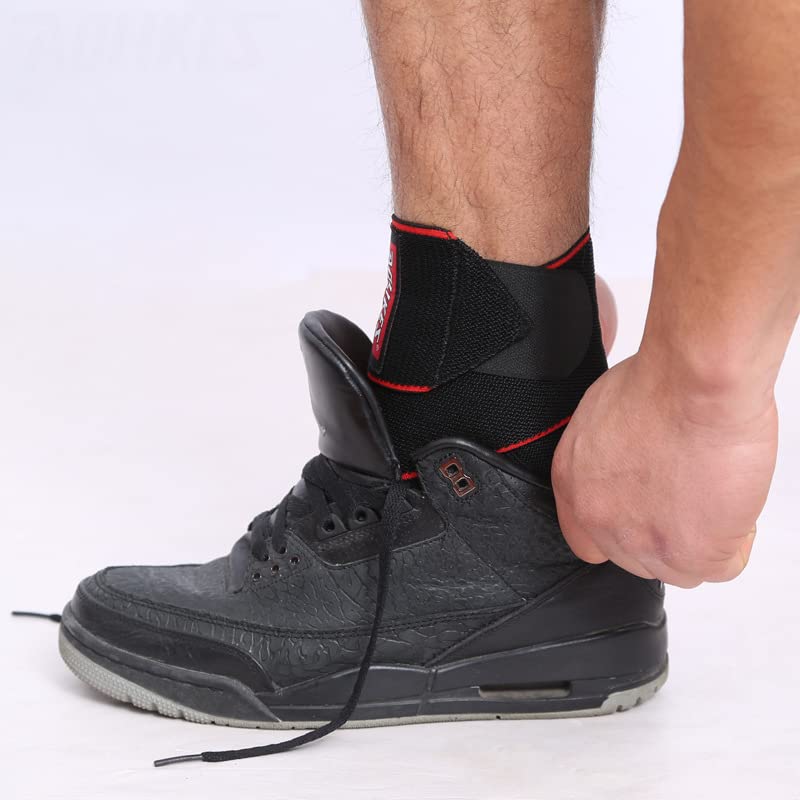 Ankle Support,Adjustable Ankle Brace Breathable Nylon Material Super Elastic and Comfortable,1 Size Fits all, Suitable for Sports (Red 1)