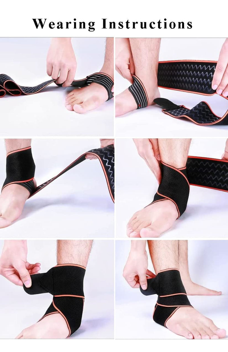 Ankle Support,Adjustable Ankle Brace Breathable Nylon Material Super Elastic and Comfortable,1 Size Fits all, Suitable for Sports (Red 1)