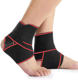 Ankle Support,Adjustable Ankle Brace Breathable Nylon Material Super Elastic and Comfortable,1 Size Fits all, Suitable for Sports (Red Set of 2)