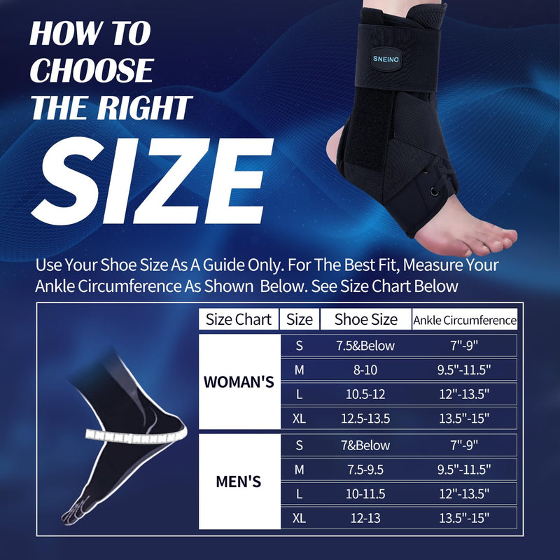 Ankle Brace for Women & Men - Ankle Brace for Sprained Ankle, Ankle Support Brace for Achilles,Tendon,Sprain,Black