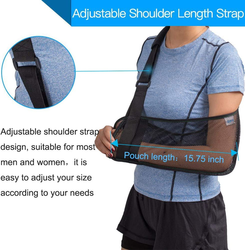 Mesh Arm Shoulder Sling With Exercise Ball- Medical Shoulder Immobilizer for Shower - Adjustable Arm Brace for Torn Rotator Cuff Injury - Right Left Arm for Men Women