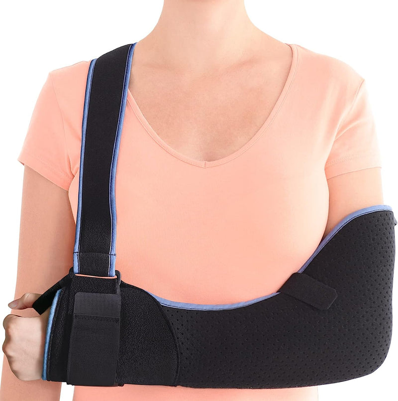 Arm Sling Shoulder Immobilizer - Rotator Cuff Support Brace - Comfortable Medical Sling for Shoulder Injury, Left and Right Arm, Men and Women Comfort Version