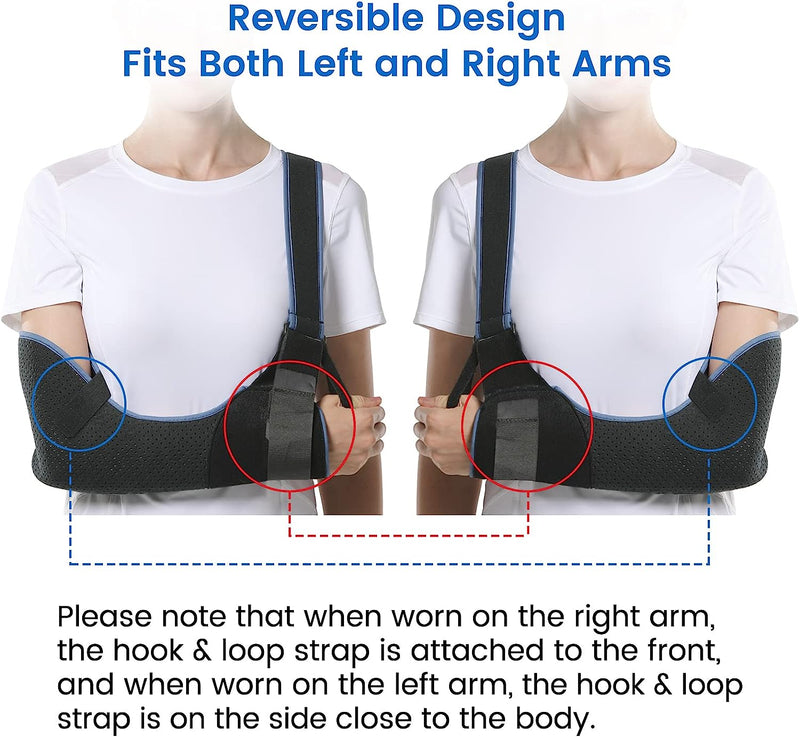 Arm Sling Shoulder Immobilizer - Rotator Cuff Support Brace - Comfortable Medical Sling for Shoulder Injury, Left and Right Arm, Men and Women Breathable Version