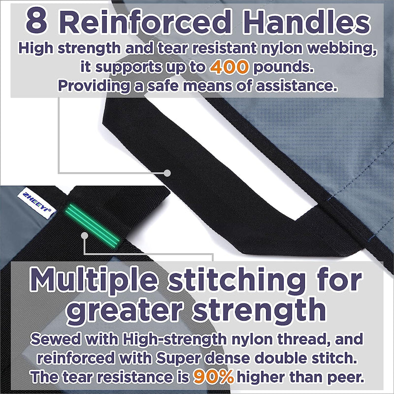 Bed Transfer Boards 48" x 40" Positioning Bed Pad with Reinforced Handles for Turning, Lifting & Repositioning Gray