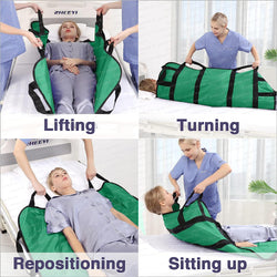 Bed Transfer Boards 48" x 40" Positioning Bed Pad with Reinforced Handles for Turning, Lifting & Repositioning Green