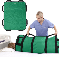 Bed Transfer Boards 48" x 40" Positioning Bed Pad with Reinforced Handles for Turning, Lifting & Repositioning Green