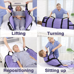Bed Transfer Boards 48" x 40" Positioning Bed Pad with Reinforced Handles for Turning, Lifting & Repositioning Purple