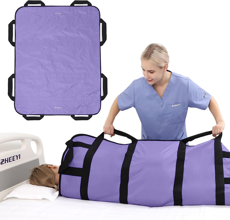 Bed Transfer Boards 48" x 40" Positioning Bed Pad with Reinforced Handles for Turning, Lifting & Repositioning Purple