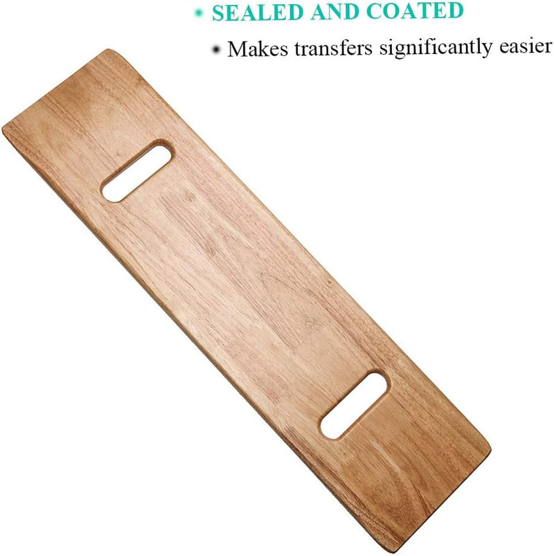 Wooden Slide Transfer Board with Handles, 500 lb Capacity Heavy Duty Slide Boards for Transfers of Seniors and Handicap, 30 x 8 x 0.7