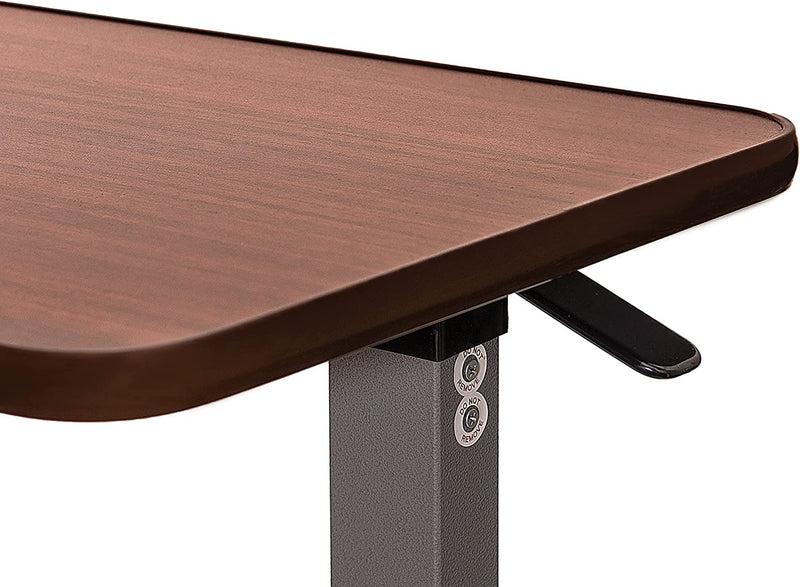 Medical Overbed Tables Adjustable Overbed Bedside Table With Wheels (Hospital and Home Use), Walnut Brown