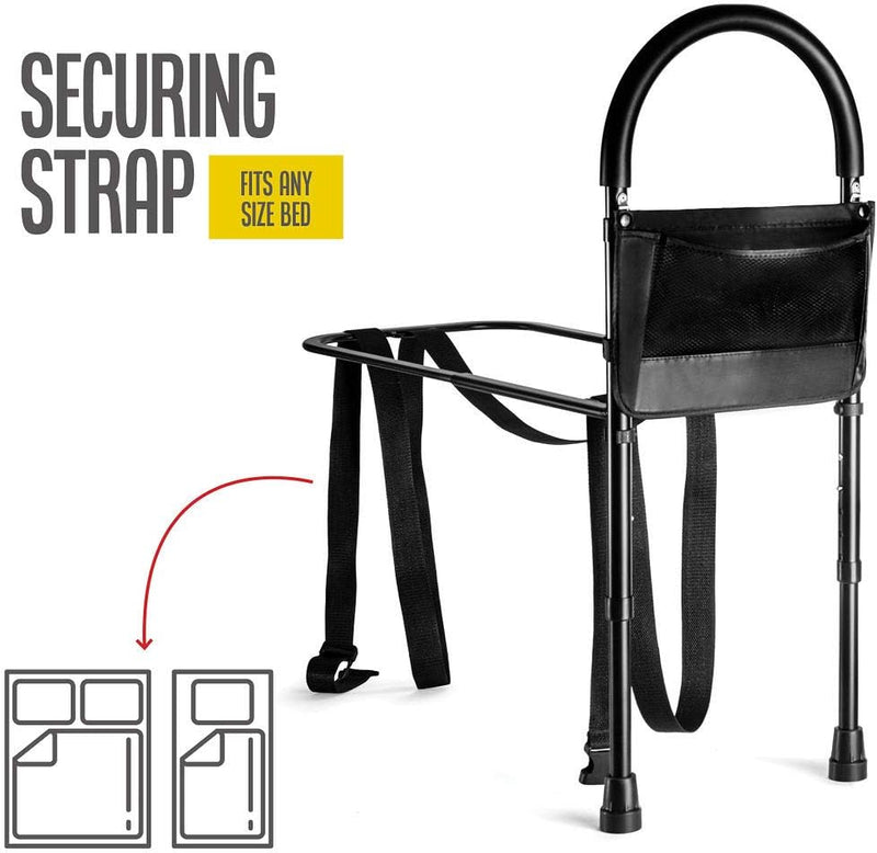 Bed Assist Rail with Adjustable Heights - Bed Assist bar with Storage Pocket - Bed Rails for Seniors with Hand Assistant bar 350 Pounds