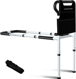 Bed Rails for Elderly Adults Safety - Adjustable Bed Cane with Non-Slip Ergonomic Handle and Storage Pocket Tool-Free Assembly
