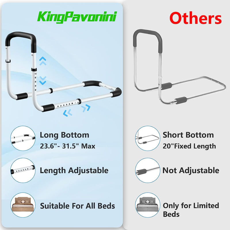 Bed Rail - Bed Rails for Elderly Adults - Medical Bed Support Bar Mobility Assistant with Free Storage Bag and Fixing Strap
