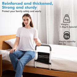 Bed Rails for Elderly Adults Safety Height Adjustable Bed Assist Rail for Seniors Bedside Fall Prevent Grab Bar with Storage Pocket Fits King Queen Full Twin Bed