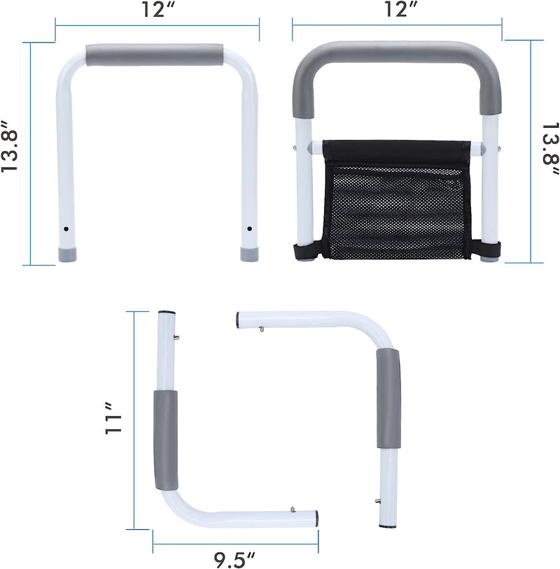 Bed Rails for Elderly Adults Safety Height Adjustable Bed Assist Rail for Seniors Bedside Fall Prevent Grab Bar with Storage Pocket Fits King Queen Full Twin Bed