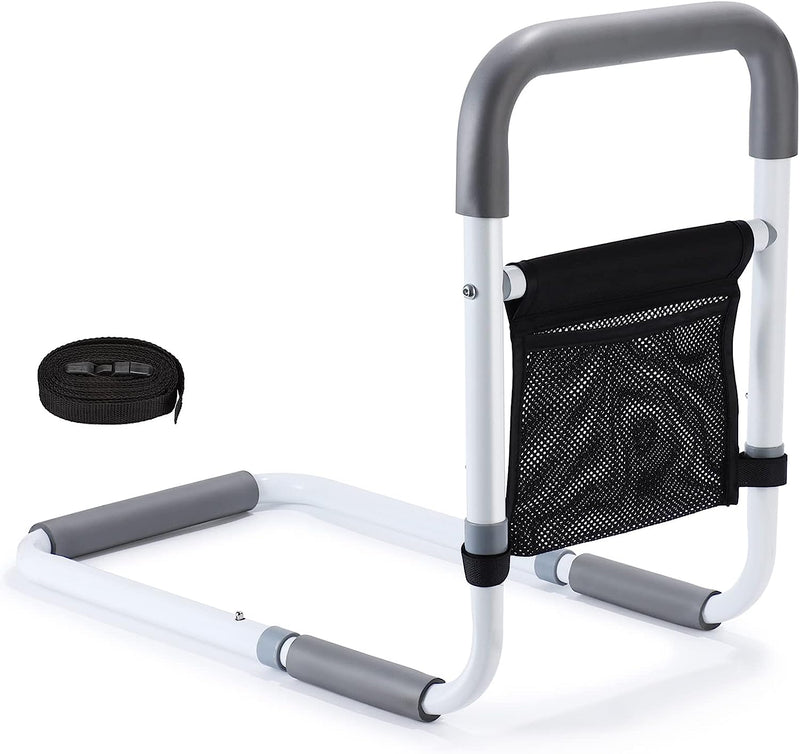 Bed Rails for Elderly Adults Safety Height Adjustable Bed Assist Rail for Seniors Bedside Fall Prevent Grab Bar with Storage Pocket Fits King Queen Full Twin Bed