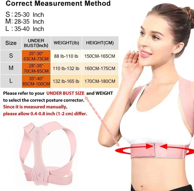 Posture Corrector for Women, Adjustable Upper Back Brace for Clavicle Support and Providing Pain Relief from Neck,  (Pink)