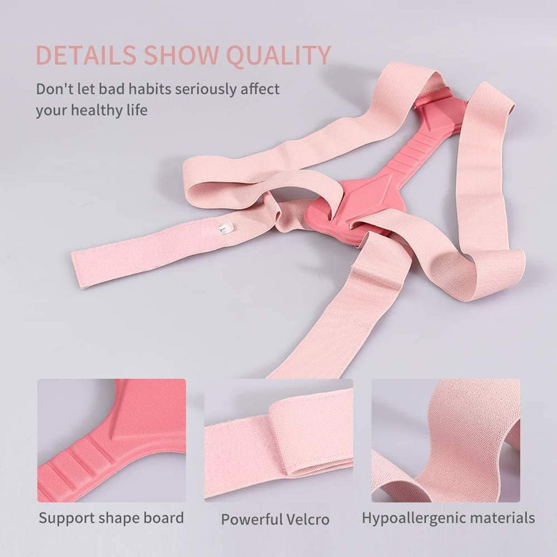 Posture Corrector for Women, Adjustable Upper Back Brace for Clavicle Support and Providing Pain Relief from Neck,  (Pink)