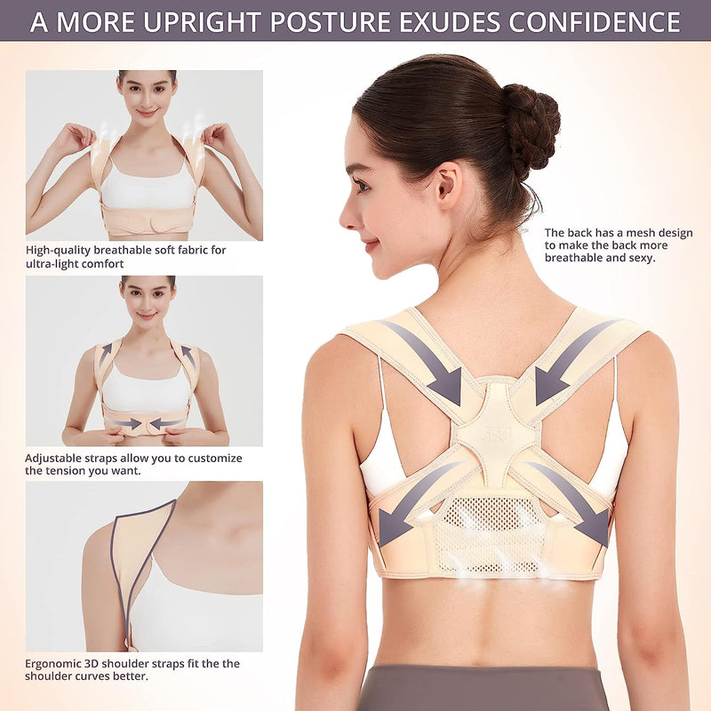 Posture Corrector for Women and Men, Breathable Back Brace for Posture Corrector, Adjustable Back Posture Corrector for Body Correction- Back, Shoulder and Spine Pain Relief
