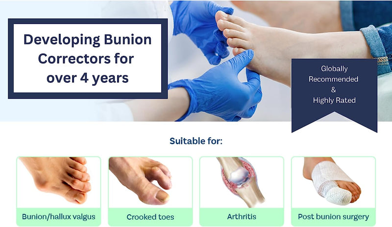 Bunion Corrector for Women & Men 2pc - Bunion Splint & Big Toe Straightener for Hallux Valgus Overnight Support Brace