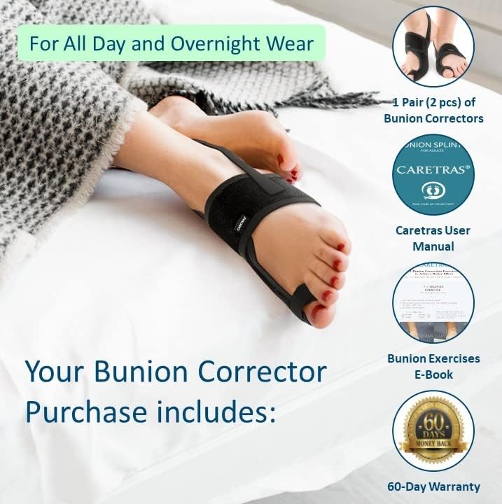 Bunion Corrector for Women & Men 2pc - Bunion Splint & Big Toe Straightener for Hallux Valgus Overnight Support Brace