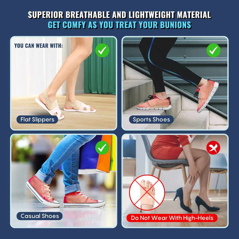 Bunion Corrector for Women Big Toe Upgraded Orthopedic Bunyon Splint w/Brace - Comfortable Foot Straightener 2PC