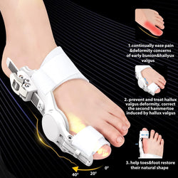 Donnetty Bunion Corrector for Women & Men, Orthopedic Toe Straightener, Adjustable Splint Bunion Pads Day Night Support with Toe Separator for Bunion Relief