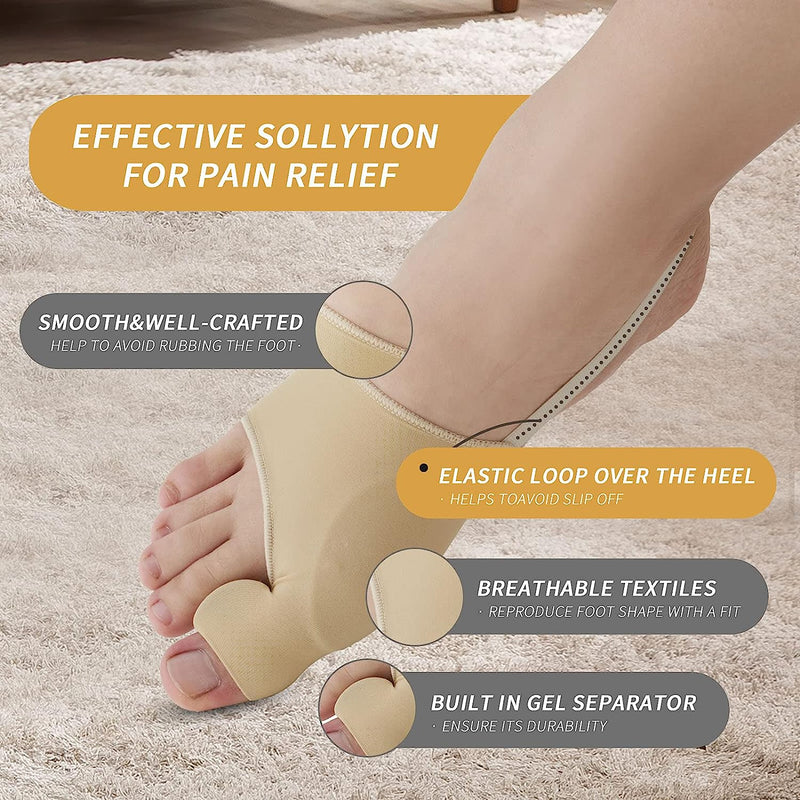 Bunion Corrector for Women & Men 2 Pcs, Non-Surgical Bunion Socks Toe Corrector Comfortable & Breathable for Day/Night ,Beige