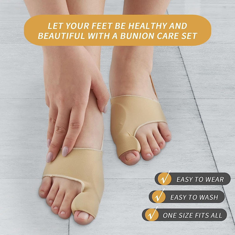 Bunion Corrector for Women & Men 2 Pcs, Non-Surgical Bunion Socks Toe Corrector Comfortable & Breathable for Day/Night ,Beige