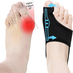 Bunion Corrector for Women & Men 3 Pcs, Non-Surgical Bunion Socks Toe Corrector Comfortable & Breathable for Day/Night ,Black