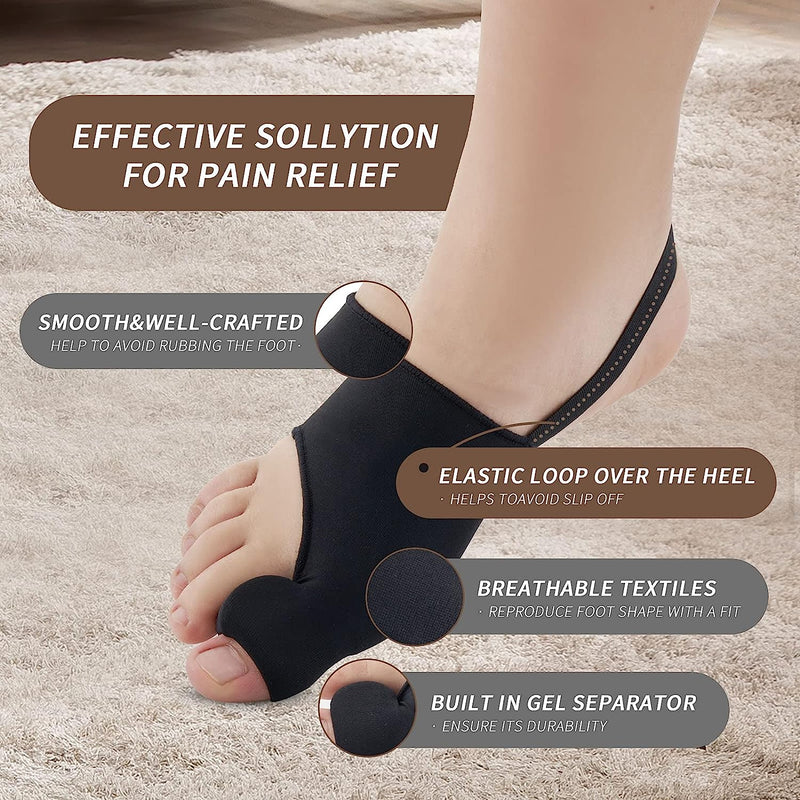 Bunion Corrector for Women & Men 3 Pcs, Non-Surgical Bunion Socks Toe Corrector Comfortable & Breathable for Day/Night ,Black