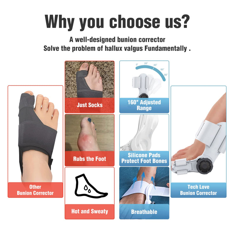 Bunion Corrector for Women and Men, Orthopedic Bunion Toe Straightener, Adjustable Bunion Splint Day Night Support
