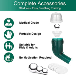 Breathing Exercise Device for Lungs, Mucus Removal Device for Breathing Problems, Portable Expiratory Breathing Exerciser with A Set of Accessories, Breathing Trainer for Lung Cleanse(Green)