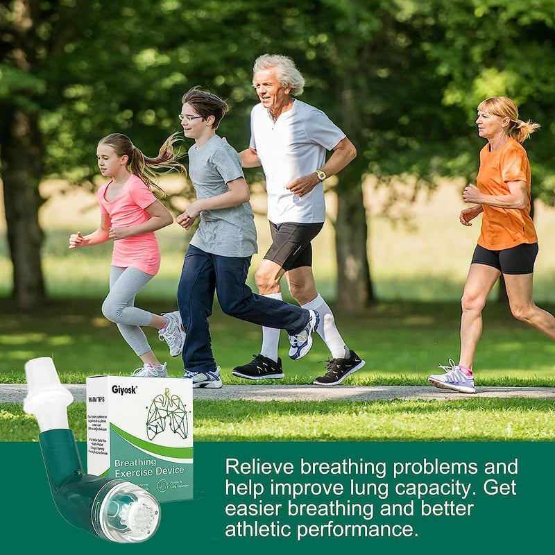 Breathing Exercise Device for Lungs, Mucus Removal Device for Breathing Problems, Portable Expiratory Breathing Exerciser with A Set of Accessories, Breathing Trainer for Lung Cleanse(Green)