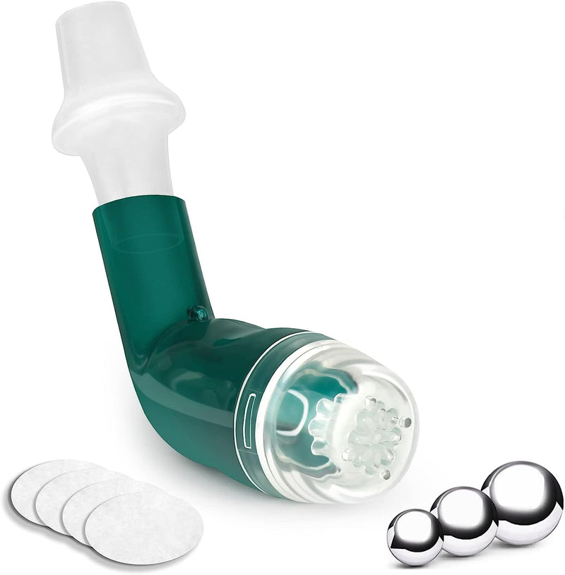 Breathing Exercise Device for Lungs, Mucus Removal Device for Breathing Problems, Portable Expiratory Breathing Exerciser with A Set of Accessories, Breathing Trainer for Lung Cleanse(Green)