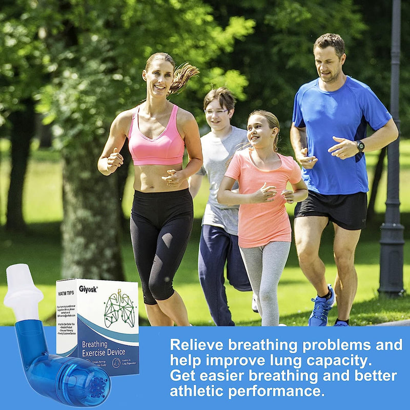 Breathing Exercise Device for Lungs, Mucus Removal Device for Breathing Problems, Portable Expiratory Breathing Exerciser with A Set of Accessories, Breathing Trainer for Lung Cleanse(Blue)