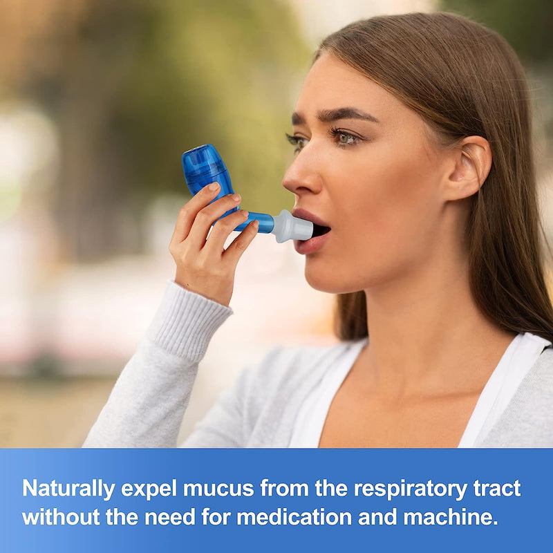 Breathing Exercise Device for Lungs, Mucus Removal Device for Breathing Problems, Portable Expiratory Breathing Exerciser with A Set of Accessories, Breathing Trainer for Lung Cleanse(Blue)