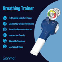 Breathing Exercise Device for Lungs with Travel Case Respiratory Muscle Trainer Strength Lung Capacity Expander