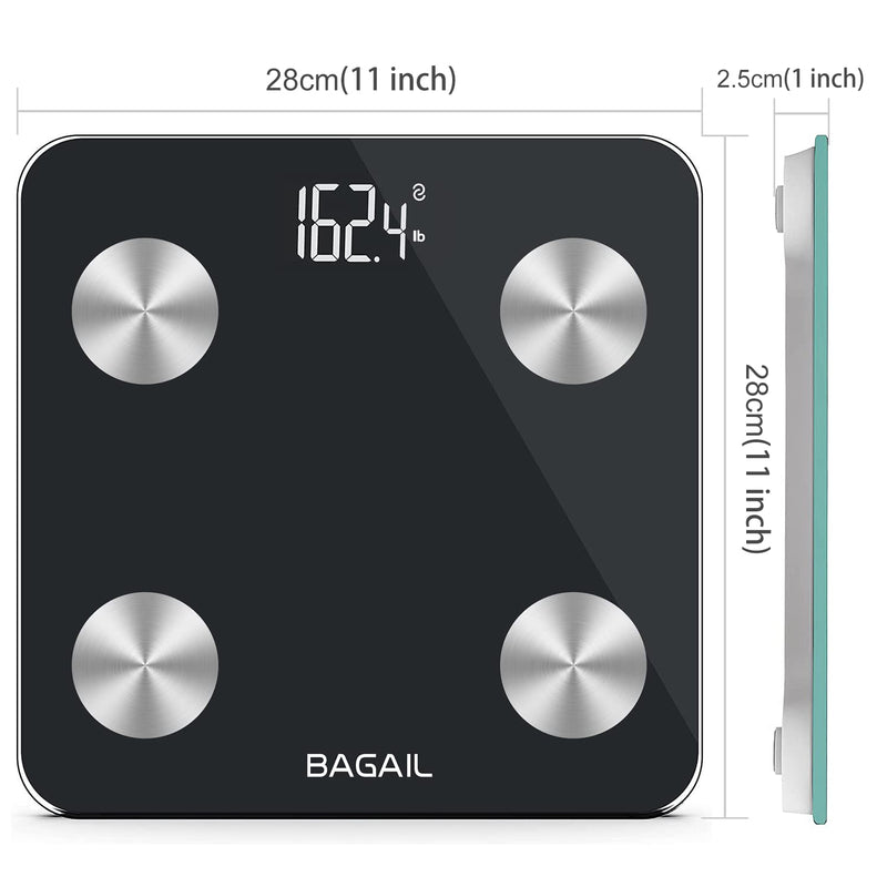Smart Scale for Body Weight, Digital Bathroom Scale for BMI Weighing Body Fat, Body Composition Monitor Health Analyzer with Smartphone App, 400lbs/180KG -Black