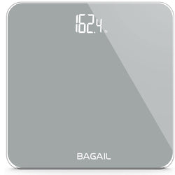 Bathroom Scale, Digital Weighing Scale with High Precision Sensors and Tempered Glass, Ultra Slim, Step-on Technology, Shine-Through Display - 15Yr Guarantee Grey