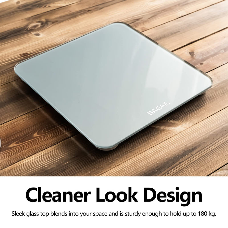 Bathroom Scale, Digital Weighing Scale with High Precision Sensors and Tempered Glass, Ultra Slim, Step-on Technology, Shine-Through Display - 15Yr Guarantee Grey