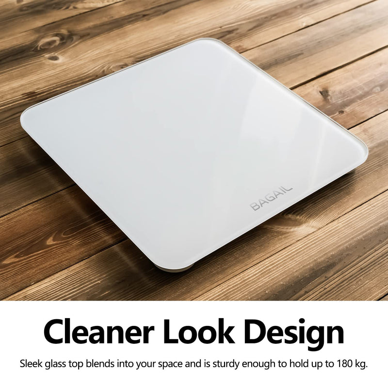 Bathroom Scale, Digital Weighing Scale with High Precision Sensors and Tempered Glass, Ultra Slim, Step-on Technology, Shine-Through Display - 15Yr Guarantee White