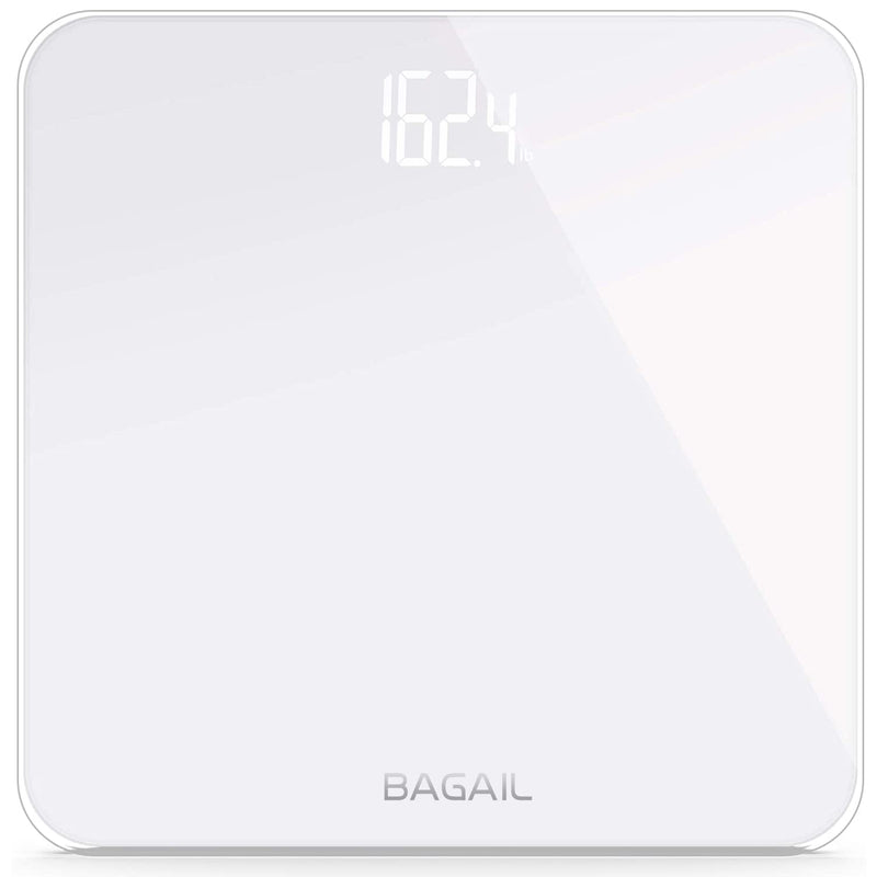 Bathroom Scale, Digital Weighing Scale with High Precision Sensors and Tempered Glass, Ultra Slim, Step-on Technology, Shine-Through Display - 15Yr Guarantee White