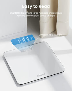 Digital Bathroom Scale, Highly Accurate Core 1S Body Weight Scale with Lighted LED Display, Round Corner Design 400 Pounds White