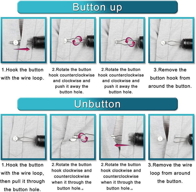 Daily Living Zipper Pulls & Button Hooks Button Hook and Zipper Pull One Hand Buttons aids Button Assist Device