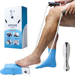 Opove Sock Aid and Shoe Horn, Premium Socks Helper with Foam Handles and 31" Adjustable Cords