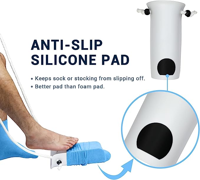 Opove Sock Aid and Shoe Horn, Premium Socks Helper with Foam Handles and 31" Adjustable Cords