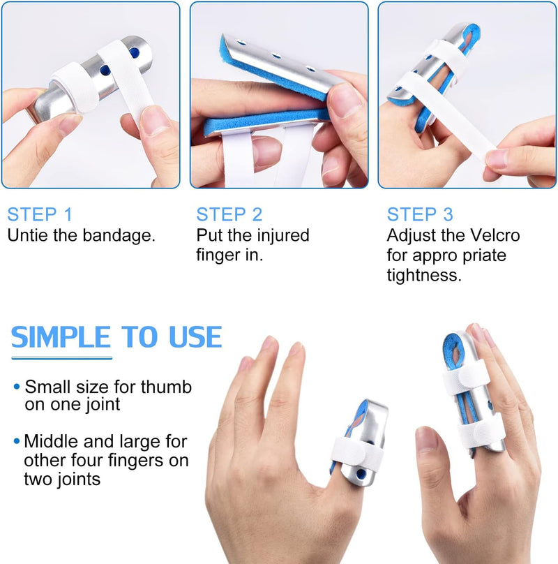Finger Splint, 3PCS Finger Support Brace Finger Stabilizer for Broken Fingers Straightening Arthritis Knuckle Immobilization,Blue