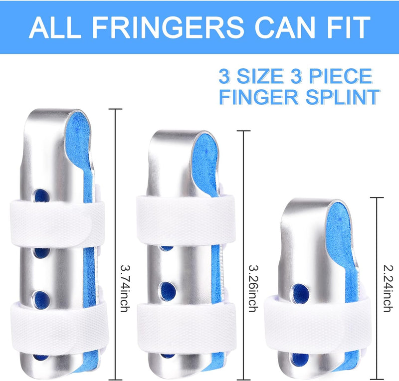 Finger Splint, 3PCS Finger Support Brace Finger Stabilizer for Broken Fingers Straightening Arthritis Knuckle Immobilization,Blue